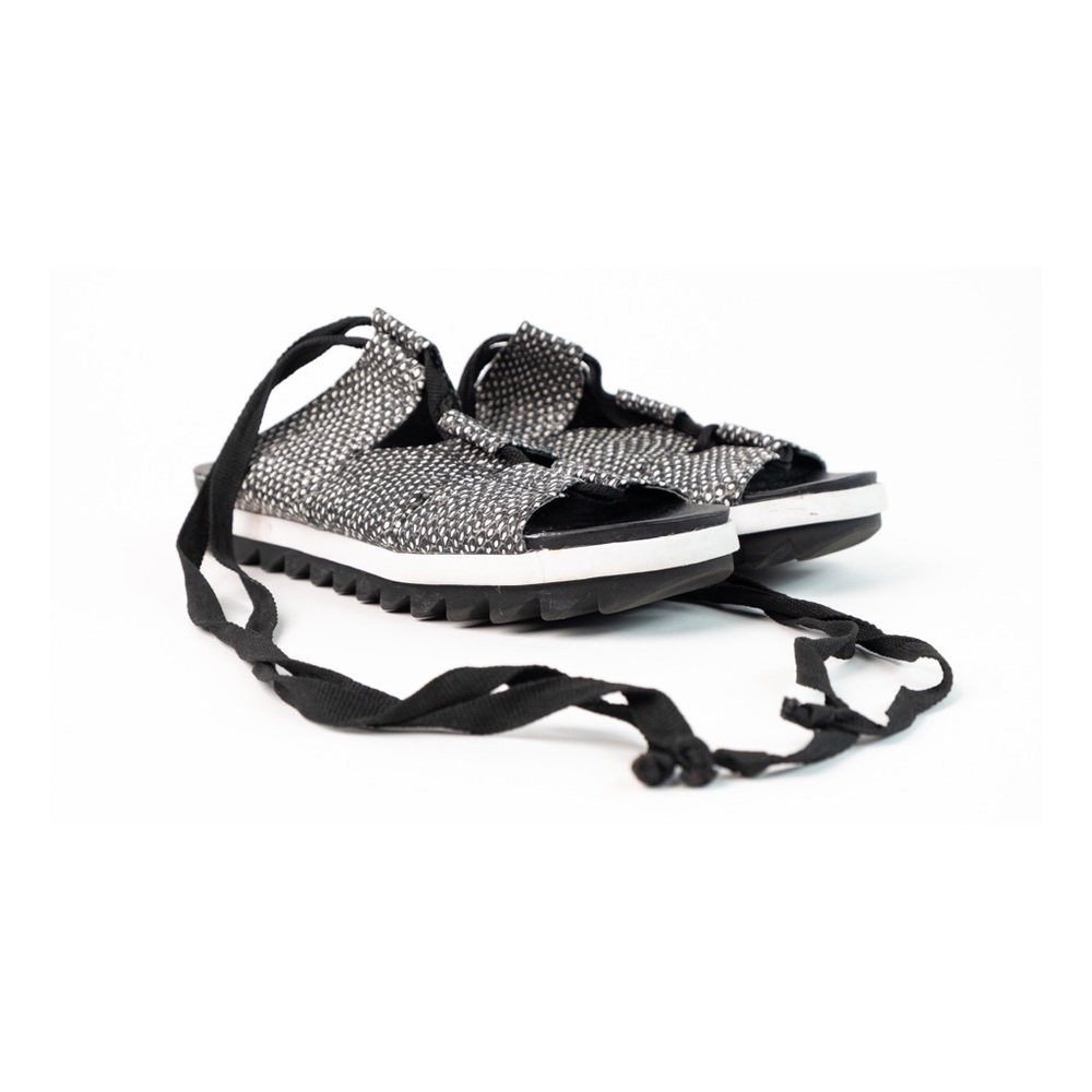 Sam Edelman Black and White Tie Up Sandals